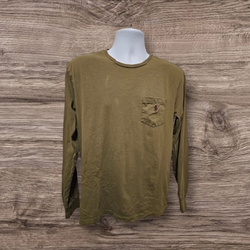 Polo Ralph Lauren Men's Sz  Medium, Green Pony Long Sleeve T-shirt 100% Cotton.